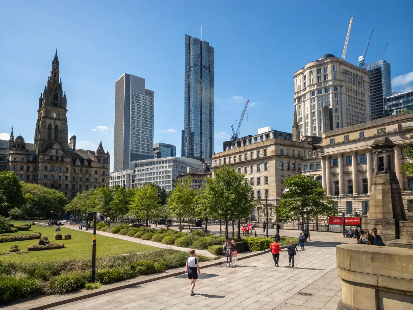 Manchester's modern skyline, showcasing its industrial heritage and contemporary culture.
