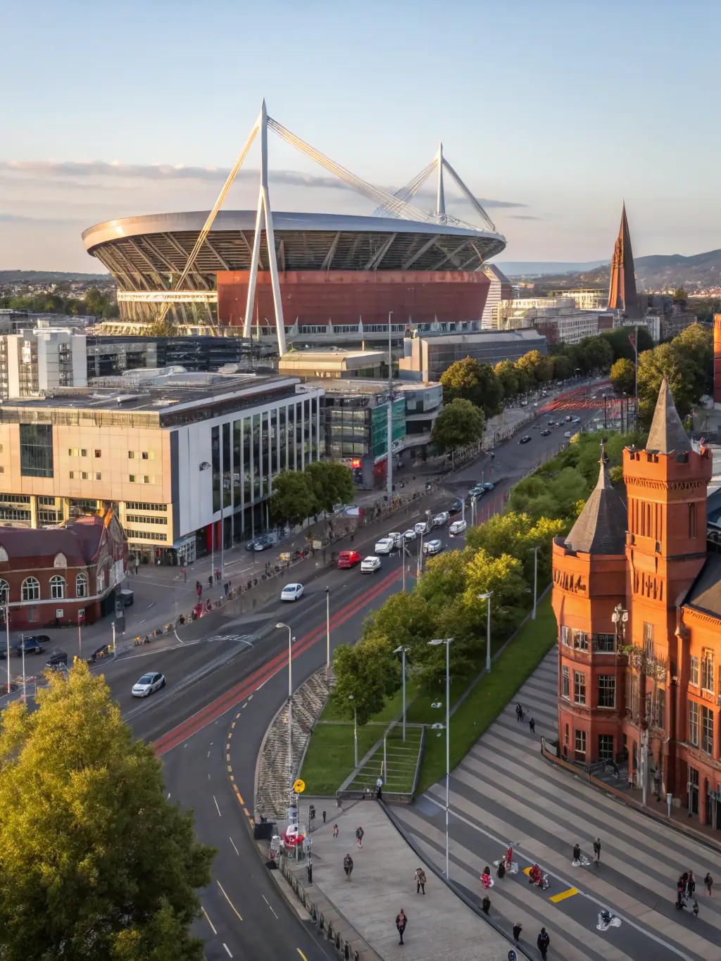 A vibrant image of Manchester's city center, showcasing its modern architecture and bustling atmosphere, highlighting the city's dynamic energy.