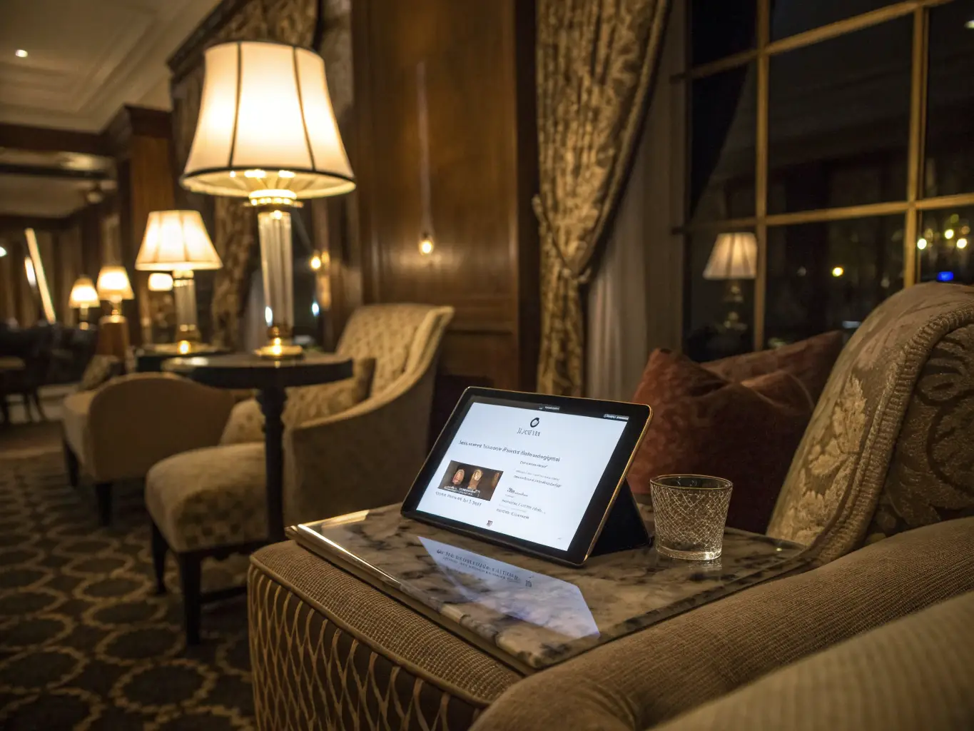 A curated selection of luxury hotel suites displayed on a tablet, showcasing various options tailored to the client's preferences.