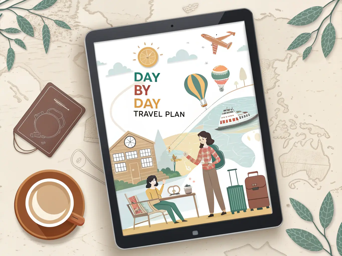 A detailed itinerary being curated on a digital tablet, showcasing luxury accommodations, exclusive dining reservations, and bespoke activities, representing the planning phase.